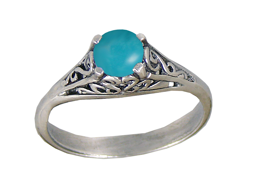 Sterling Silver Filigree Ring With Turquoise Size 9